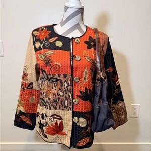 Floral Patchwork Button-Up Jacket